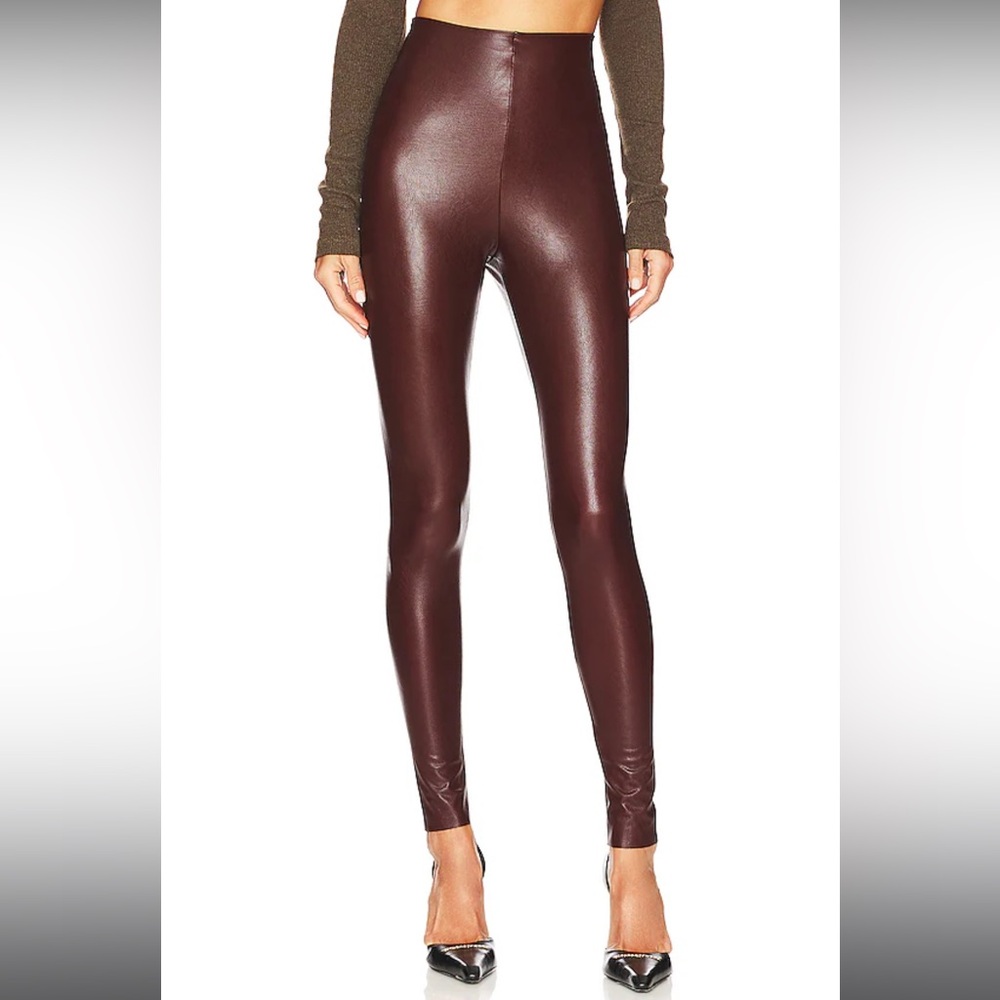 Faux Leather Legging in Oxblood-WORN ONCE
